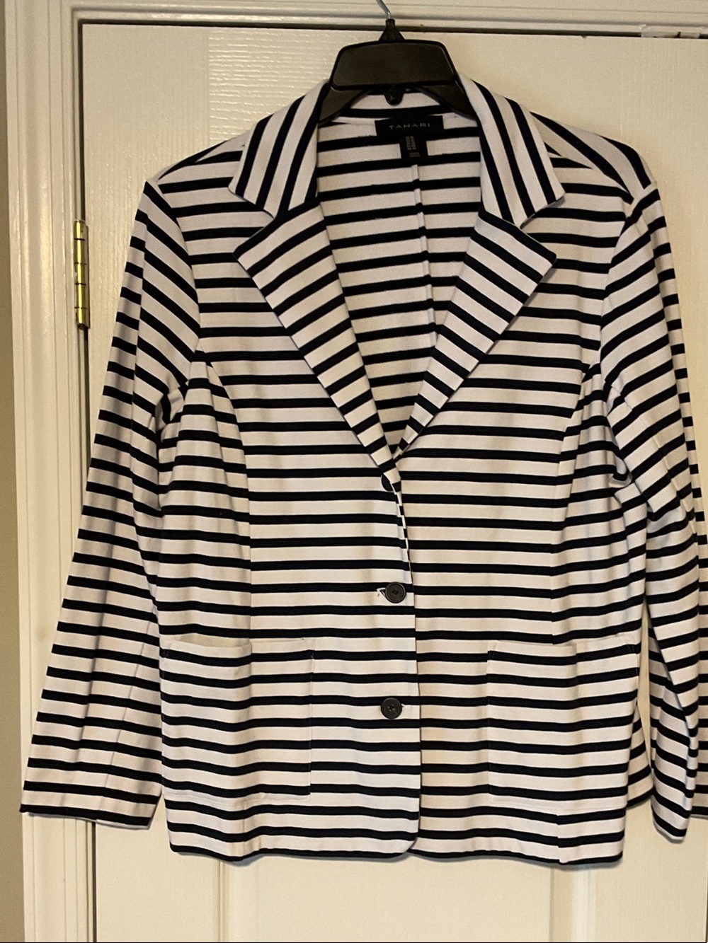 Tahari Navy and White Striped Women's Blazer